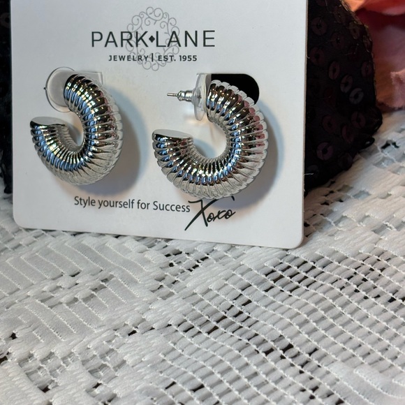 NWT Embraceable Silver Earrings Hollow Style Hoops Chunky - Picture 6 of 7
